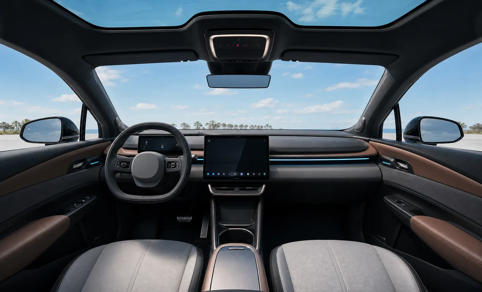 Car interior used to preview different VLT levels